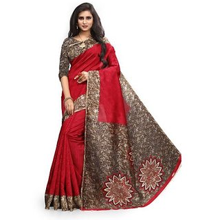 Svb Maroon Printed With Blouse Saree