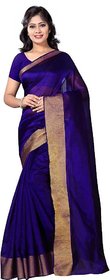 Sharda Creation Navy Art Silk Plain With Blouse Saree