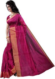 SVB Pink Art Silk Plain With Blouse Saree