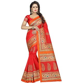 Sharda Creation Red Mysore Silk Printed With Blouse Saree