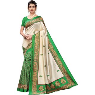 Sharda Creation Green Mysore Silk Printed With Blouse Saree
