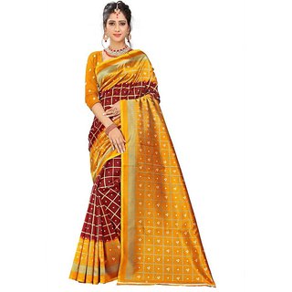 Sharda Creation Yellow Mysore Silk Printed With Blouse Saree