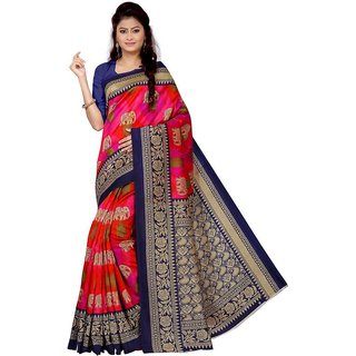 Sharda Creation Blue Mysore Silk Printed With Blouse Saree