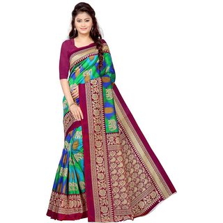 Sharda Creation Maroon Mysore Silk Printed With Blouse Saree
