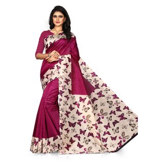 Sharda Creation Purple Mysore Silk Printed With Blouse Saree