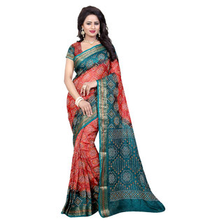 Svb Multicolour Art Silk Printed Bandhani  Saree