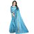Sharda Creation Blue Striped Print Polycotton  Without Blouse Saree
