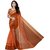 Sharda Creation Orange Striped Print Polycotton  Without Blouse Saree