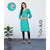 Fabclub Rayon Embroidered Straight Women Kurti (Turquoise)