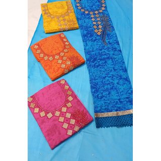 Zari WorkSuite unstitched cotton Material