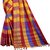 Rumon Checkered Handloom Handloom Cotton Linen Blend Saree (Blue, Yellow)