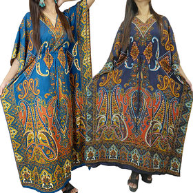Ukal Combo Pack of 2 Women's Kaftan Dress Cover Up Nightwear Nighty Gown V-Neck Dress
