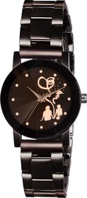 VISER Black Dial Stainless Steel Chrome Plated Analog Watch - For Women Analog Watch - For Women