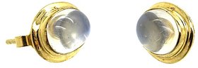 CEYLONMINE- Natural & Beautiful Stud Gold Plated(Ashtadhatu) White Moonstone Stud Earrings For Women & Men