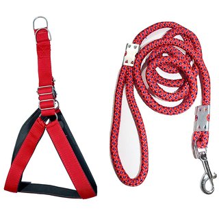 Tame Love Leash and Harness Padded Chest Belt for Adult Dogs of All Breeds (Red Color - 1.25 inches)
