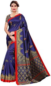 SVB Blue Printed Mysore Silk With Blouse Saree