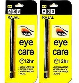 kajal 12 Hour Eye Care Long Lasting Extra Black Waterproof - Pack of 2