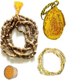 Spherulemuster Tulsi Mala with Cotton Gomukhi Beg and Kanti Mala-Set of 3 Free Chandan Tika.