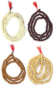 Spherulemuster Combo of Chandan Jap Malas in Red/White/Brown/Monga Brown -Set of 4