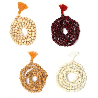 Spherulemuster Combo of Tulsi Jap Malas- Lal Chandan/Orange Tulsi/Haldi Tulsi/White Tulsi-Set of 4.