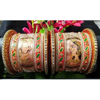 Hand Painted Rajwadi Bridal Chura 2.4 inch Set.