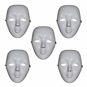 Kaku Fancy Dresses Mime Face Mask for Kids Halloween Party/ Mime Face for Plays, Stage Shows - Pack of 5