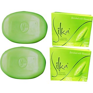 SILKA skin lightening papaya soap ,green papaya soap  (2 x 67.5 g)