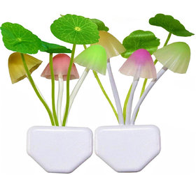 Stylopunk  Electric White Plastic Mushroom Shape Night Lamp With Bulb Attached (12 cm x 4 cm x 4 cm) - Set Of 2 (NTLP).