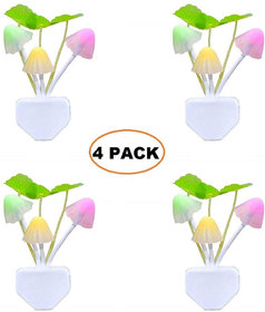 Stylopunk  Electric White Plastic Mushroom Shape Night Lamp With Bulb Attached (12 cm x 4 cm x 4 cm) - Set Of 4 (NTLP).
