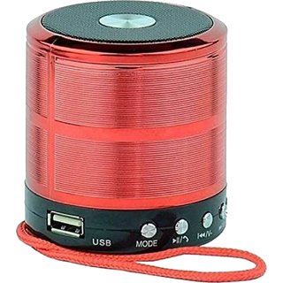 Stylopunk WS-887 Portable Bluetooth Stereo Speaker with Alarm Clock,Aux, FM, SD Card, In-built Mic  USB Red.