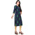 Urban Krowd Women Printed Khadi Cotton Straight Kurta  (Dark Blue, Green)