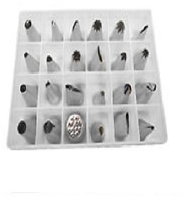 CAKE DECORATOR NOZZLE SET OF (24 DIFFRENT SHAPES) STAINLESS STEEL DECORATOR Cup Cake Maker