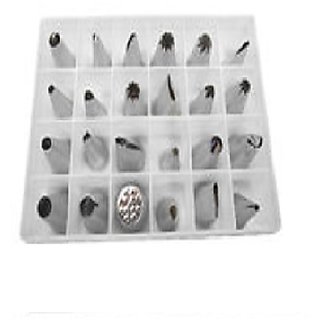 CAKE DECORATOR NOZZLE SET OF (24 DIFFRENT SHAPES) STAINLESS STEEL DECORATOR Cup Cake Maker