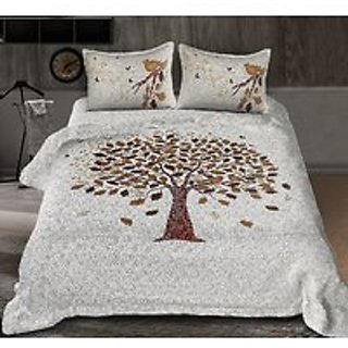 Jaipuri Sanganeri Printed 144 TC 100 Cotton Double Bedsheet with 2 Pillow Covers
