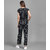 Vivient Women Black Check Front Knot Printed Jumpsuits