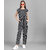 Vivient Women Black Stripe Printed Front Knot Jumpsuits