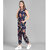Vivient Women Navy Blue Flower Printed Front Knot Jumpsuit.