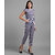 Vivient Women Nevy Blue Small Stripe Printed Front Knot Jumpsuits