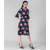 Vivient Women Nevy Blue Floral Printed Midi Dress