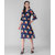Vivient Women Nevy Blue Floral Printed Midi Dress
