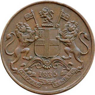 one quarter anna 1835  with 18 berries 9l+ 9R  THIS IS VERY RARE VARITETY  MULE COIN.