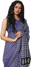 KVR Handicrafts Women's Plain Weave Cotton Saree With Blouse Piece