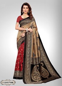 SVB Saree Maroon Printed Art Silk With Blouse Saree