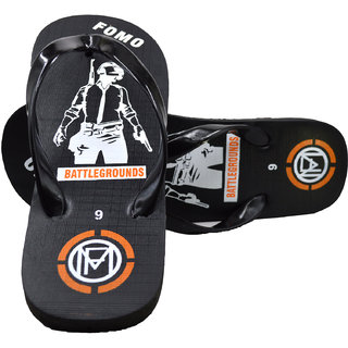 FOMO Men's Pubg Slippers Flip Flop Black