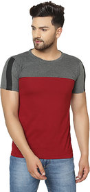 Odoky Mens Multicolor Color Block Cotton Blend Round Neck T-Shirt