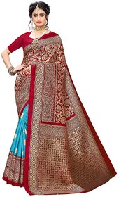 SVB Saree Rama Red Woven Art Silk Saree With Blouse