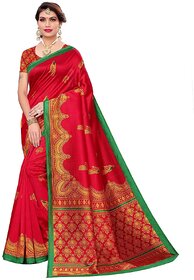 SVB Red Art Silk Kalamkari Saree With Blouse
