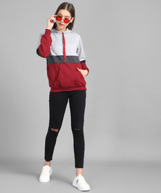 Vivient Women Color Block Hooded Sweatshirt