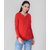 Vivient Women Red Button Plain Tshirt