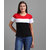 Vivient Women Red White Black Colour Block Hosery T-shirt